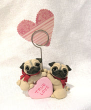 Load image into Gallery viewer, Valentine True Love Pug Photo holder Hand Sculpted Collectible Decor