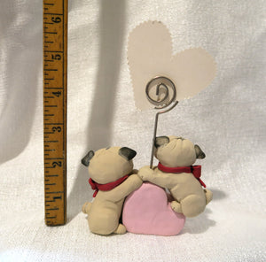 Valentine True Love Pug Photo holder Hand Sculpted Collectible Decor