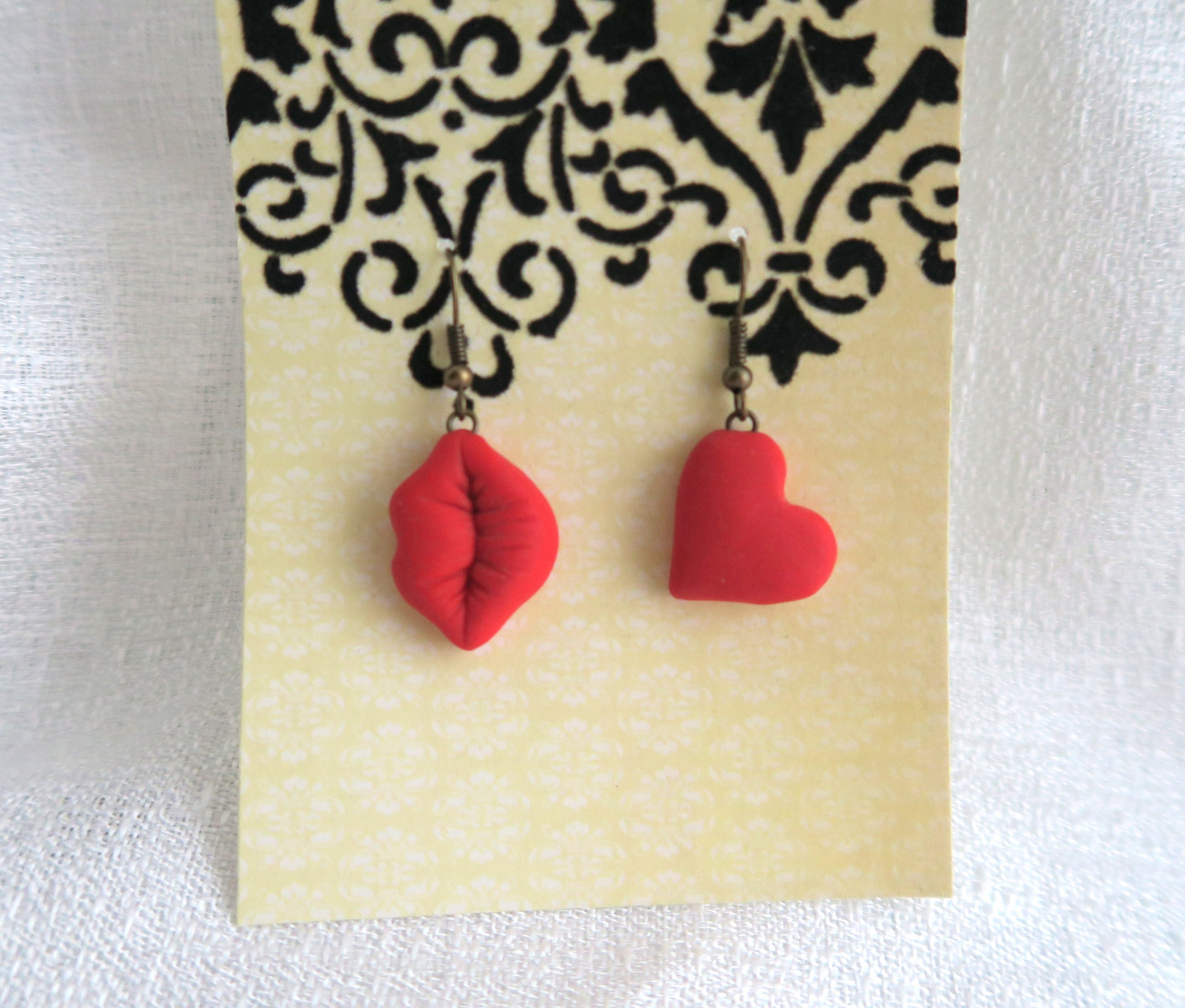 Heart Valentine's Earrings | Stained Glass Earrings | Valentine's Day  Earrings | Clay Earrings | Lightweight