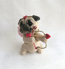 Load image into Gallery viewer, Valentine Cupid Pug Hand Sculpted Collectible