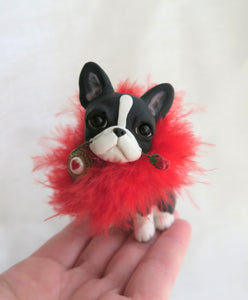 Boston Terrier Valentine's Day hand sculpted Collectible