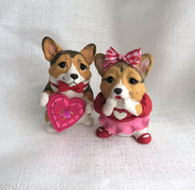 Load image into Gallery viewer, Valentine Corgi Couple Hand Sculpted Collectibles