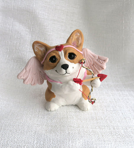 Valentine Cupid Corgi Hand Sculpted Collectible