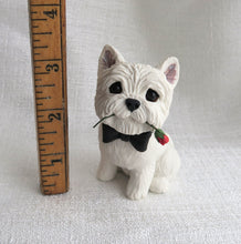 Load image into Gallery viewer, Valentine Westie with a Rose Hand Sculpted Collectible