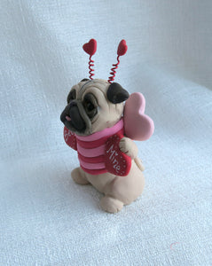 Valentine "Bee Mine" Pug Hand Sculpted Collectible
