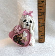 Load image into Gallery viewer, Maltese Valentine Candy Box and Cupid hand Sculpted Collectible