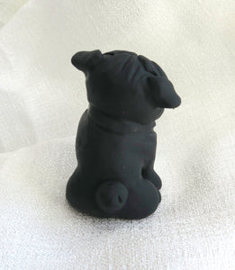 Pug with a light pink Rose Hand Sculpted Collectible