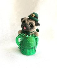 Load image into Gallery viewer, St. Patrick&#39;s Day Pug Hand Sculpted Collectible