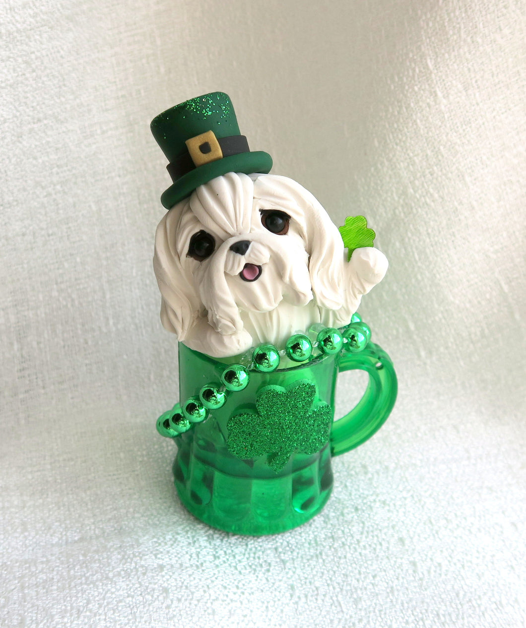 St. Patrick's Day Maltese Hand Sculpted Collectible