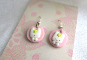 Spring Bunny & Chick Earrings Clay Sculpted Jewelry