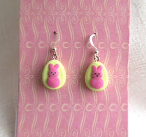 Candy Bunny Earrings Clay Sculpted Jewelry