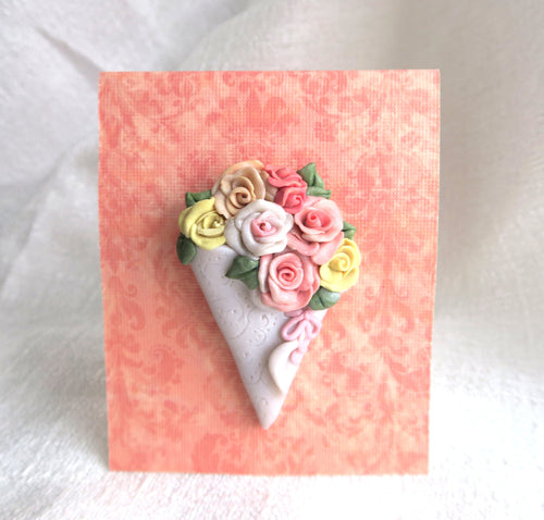 Tussy Mussy Floral Brooch/Pin Clay Sculpted One of a kind Jewelry