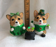 Load image into Gallery viewer, St. Patrick&#39;s Day Corgi Couple Hand Sculpted Collectible