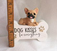 Load image into Gallery viewer, French Bulldog &quot;Dog Kisses&quot; bone sign hand sculpted Collectible Decor