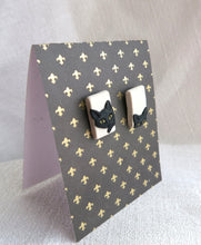 Load image into Gallery viewer, Black Cat Earrings Clay Sculpted Jewelry