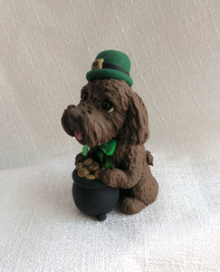 St. Patrick's Day Labradoodle, Poodle Mix Hand Sculpted Collectible