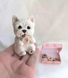 Westie getting into the Donuts! Hand Sculpted Collectible