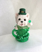 Load image into Gallery viewer, St. Patrick&#39;s Day West Highland White Terrier Hand Sculpted Collectible
