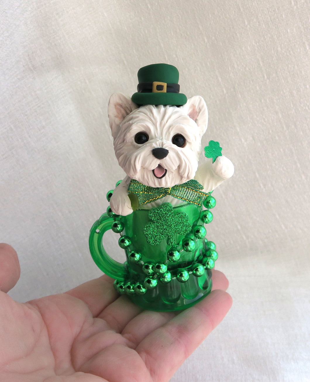 St. Patrick's Day West Highland White Terrier Hand Sculpted Collectible