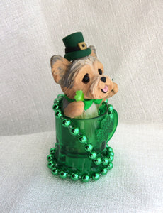 St. Patrick's Day Yorkshire Terrier Hand Sculpted Collectible