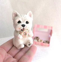 Load image into Gallery viewer, Westie getting into the Donuts! Hand Sculpted Collectible