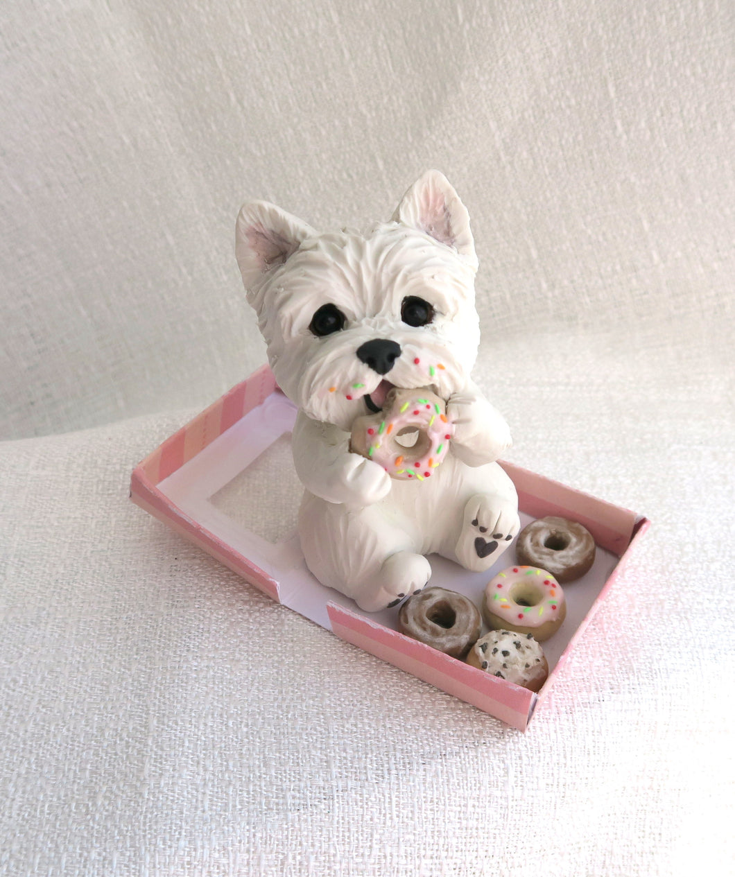 Westie getting into the Donuts! Hand Sculpted Collectible