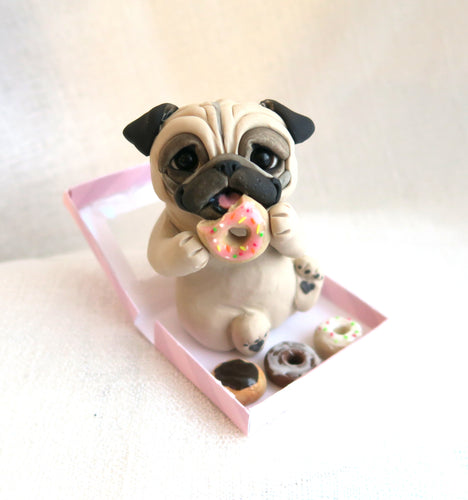 Pug getting into the Donuts! Hand Sculpted Collectible