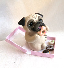 Load image into Gallery viewer, Pug getting into the Donuts! Hand Sculpted Collectible
