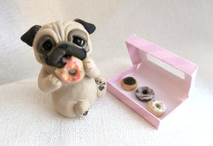 Pug getting into the Donuts! Hand Sculpted Collectible