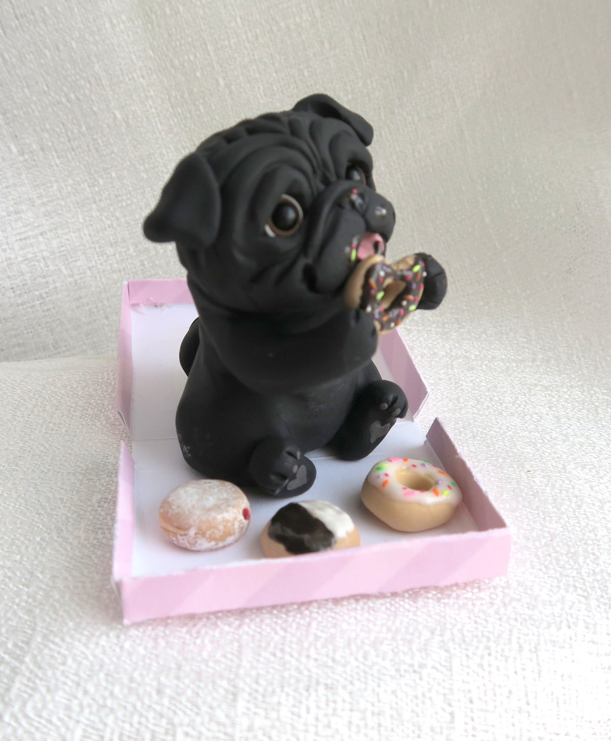 *RESERVED ORDER* Pug getting into the Donuts! Hand Sculpted Collectible