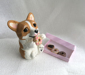 Corgi getting into the Donuts! Hand Sculpted Collectible