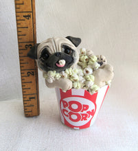 Load image into Gallery viewer, Pug Movie Night! Popcorn Collectible Hand Sculpted Mini
