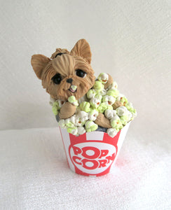 Yorkshire Terrier Movie Night! Popcorn Collectible Hand Sculpted Mini