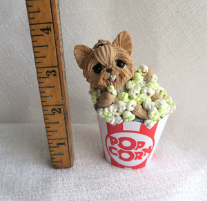 Yorkshire Terrier Movie Night! Popcorn Collectible Hand Sculpted Mini