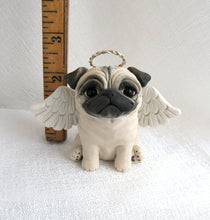 Load image into Gallery viewer, Pug Angel with wings and a halo Hand sculpted Clay Collectible