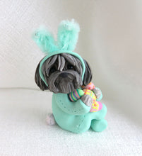 Load image into Gallery viewer, Light Turquoise Easter bunny suit Havanese with Eggs Hand Sculpted Collectible