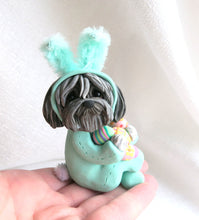 Load image into Gallery viewer, Light Turquoise Easter bunny suit Havanese with Eggs Hand Sculpted Collectible