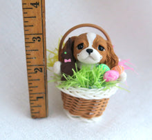 Load image into Gallery viewer, Easter Cavalier King Charles Spaniel in basket Hand Sculpted Collectible