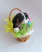 Load image into Gallery viewer, Easter Cavalier King Charles Spaniel in basket Hand Sculpted Collectible
