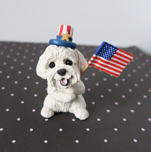 Americana Doodle- Goldendoodle /Maltipoo/ Poodle Mix 4th of July Hand sculpted Clay Collectible