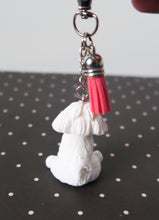 Load image into Gallery viewer, Maltese Tassel Charm Handmade Resin Collectible Purse, backpack, or key chain charm