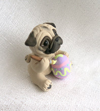 Load image into Gallery viewer, Pug Painting an Easter Egg Hand Sculpted Collectible