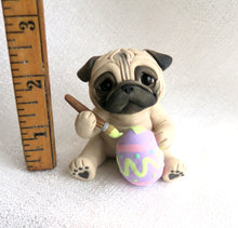 Load image into Gallery viewer, Pug Painting an Easter Egg Hand Sculpted Collectible