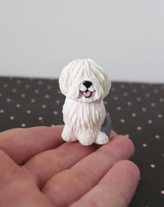 Mini Old English Sheepdog Handmade Resin Collectible