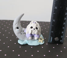 Load image into Gallery viewer, Sleepy Time Maltese in PJs with Moon Hand Sculpted Collectible