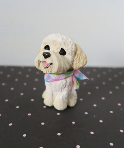 Doodle with Spring Colored Bandana, Havapoo, Maltipoo, Goldendoodle, any Poodle mix Handmade Resin Collectible