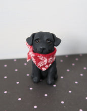 Load image into Gallery viewer, Mini Labrador Retriever, Black Lab with red bandana Handmade Resin Collectible