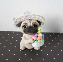 Load image into Gallery viewer, In my Easter Bonnet Pug Hand Sculpted Collectible