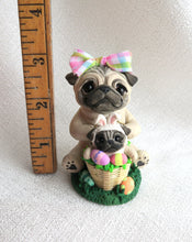 Load image into Gallery viewer, Easter Pug Mom and baby bunny Pug  Hand Sculpted Collectible