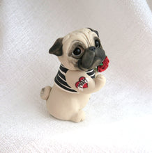 Load image into Gallery viewer, Mother&#39;s Day Pug with a Tattoo and Rose Hand Sculpted Collectible